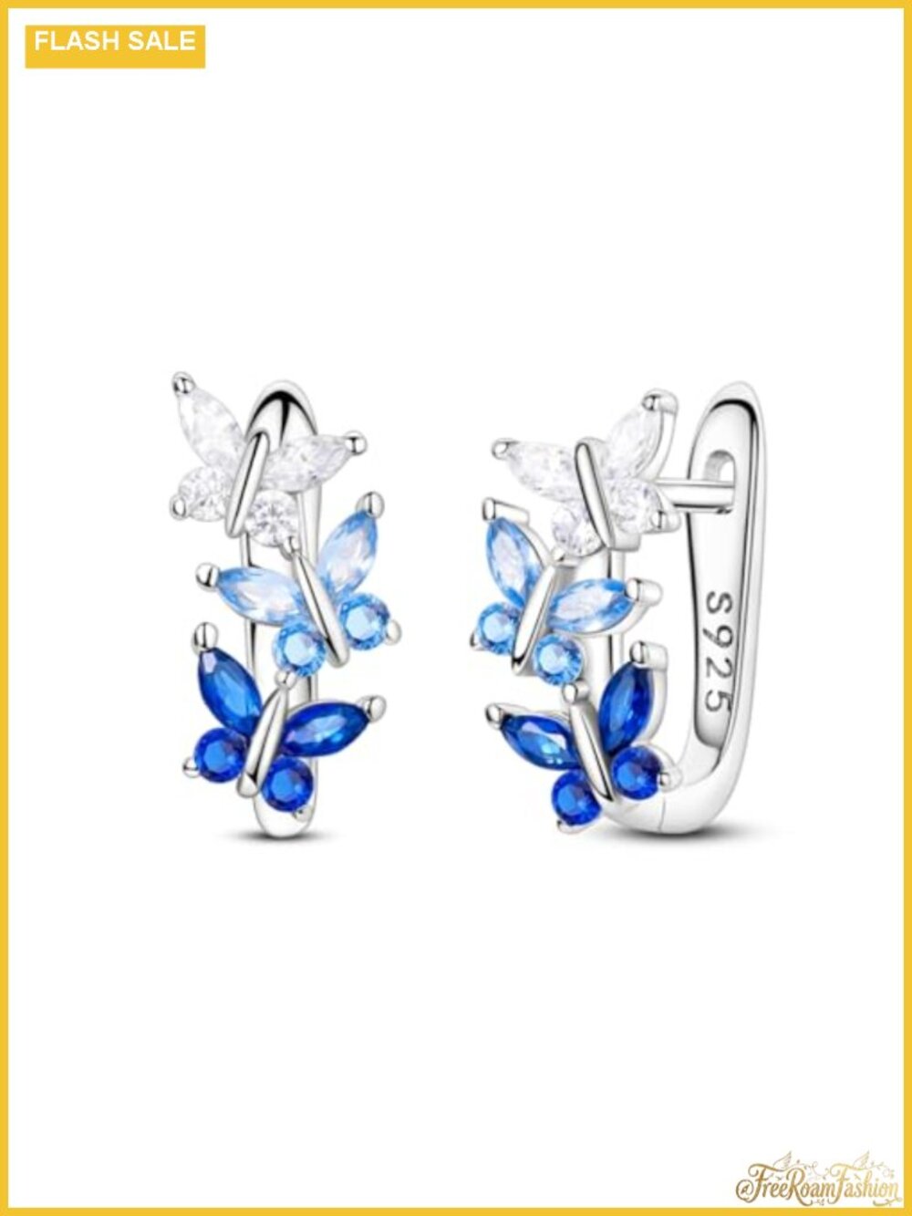 925 Sterling Silver Butterfly Small Huggie Hoop Earrings for Women with Cubic